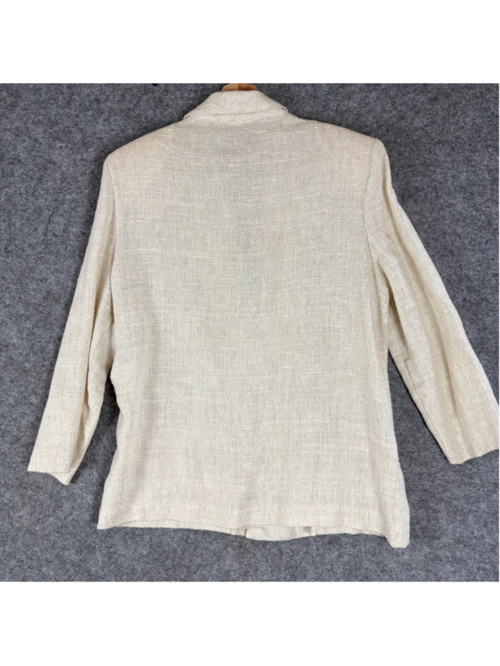 Vintage Rayon Linen Blend Blazer Petite 14 Cream Coastal Grandma - Picture 5 of 14